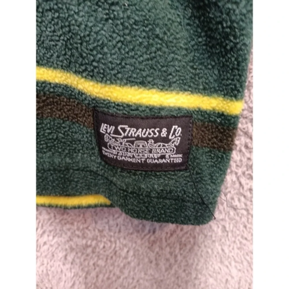 Levi's Relaxed Striped‎ Fleece Sweatshirt Men L Green Yellow Long Sleeve